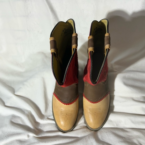 Smoky Mountain Red Tan Leather Western ankle Boots Sz Men’s 6.5/Women’s 8.5 - Picture 11 of 14